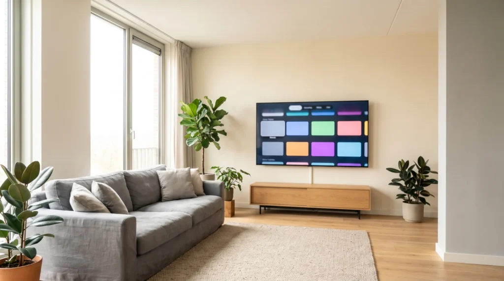 IPTV abonnement op een Smart TV in een Nederlandse woonkamer