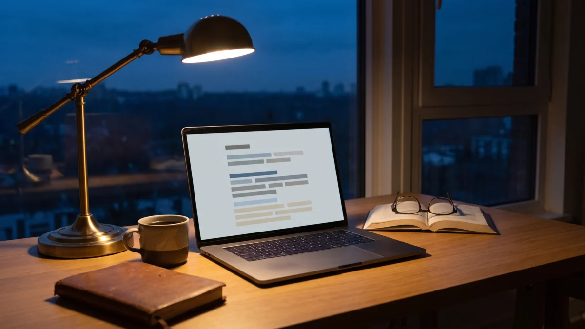 Laptop op een bureau met een document open